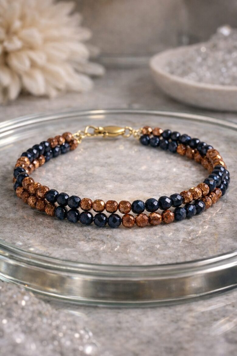 Dabīgo pērļu rokassprādze "Pusnakts Spīdums"