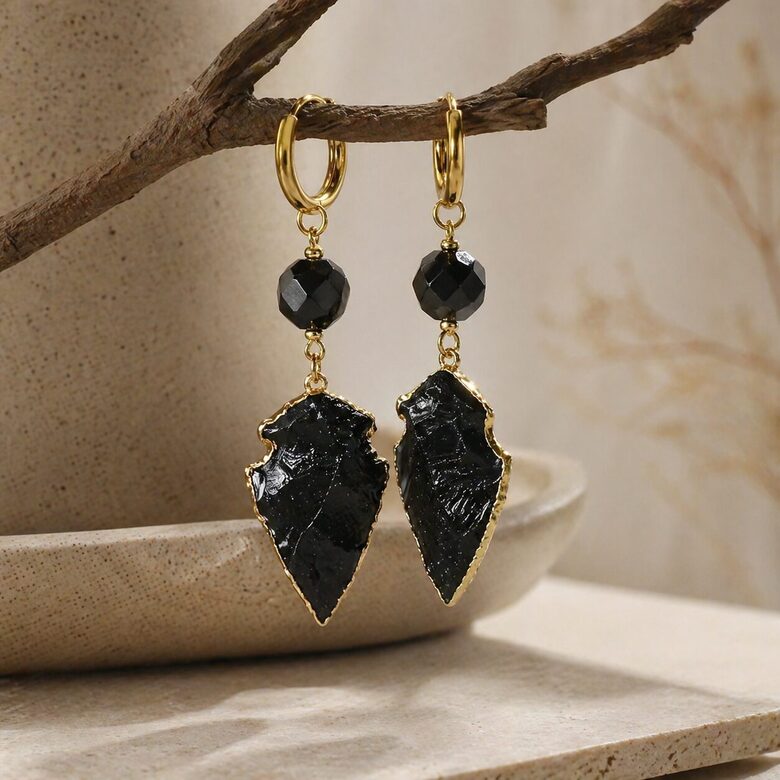 Auskari "Melnā elegance"