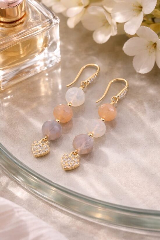 Dabīgo pērļu auskari "Persiku sapnis"