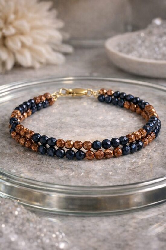 Dabīgo pērļu rokassprādze "Pusnakts dzirksts"